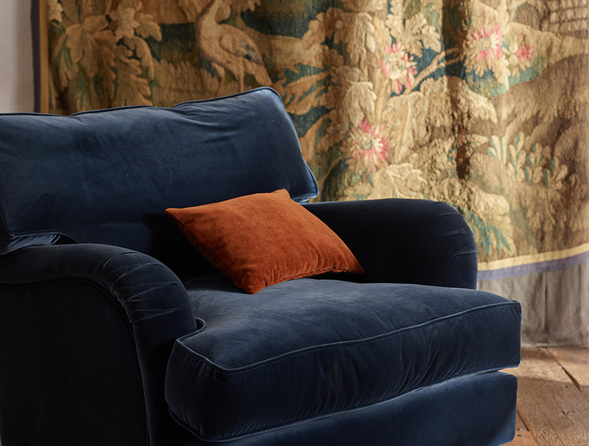 Alwinton Chair in Linwood Tango Velvet Sapphire